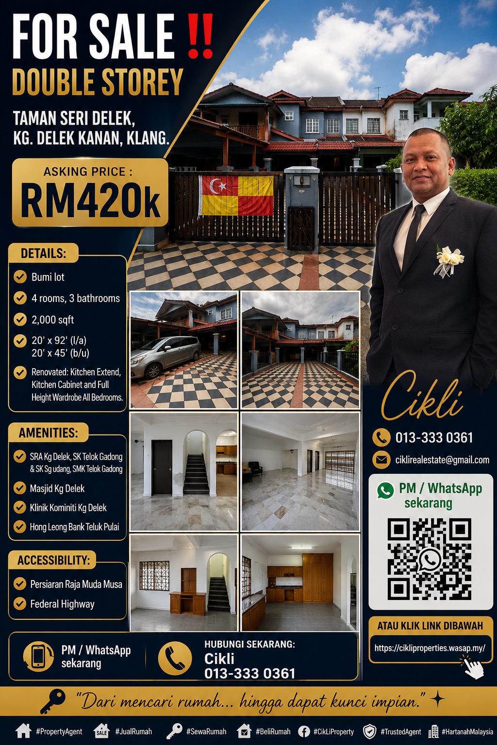 Double Storey - Taman Seri Delek, Kg. Delek Kanan, Klang.